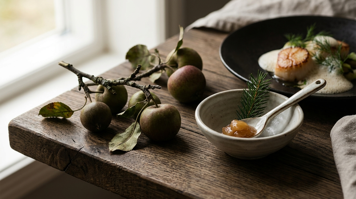 Gourmet dish with apple sauce